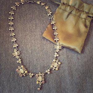 Opal and Rhinestone Costume Necklace